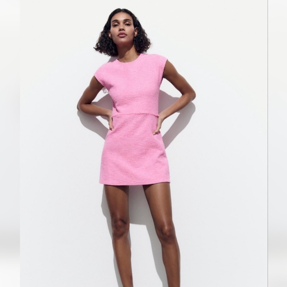 Zara Pink Mini Jacquard Dress